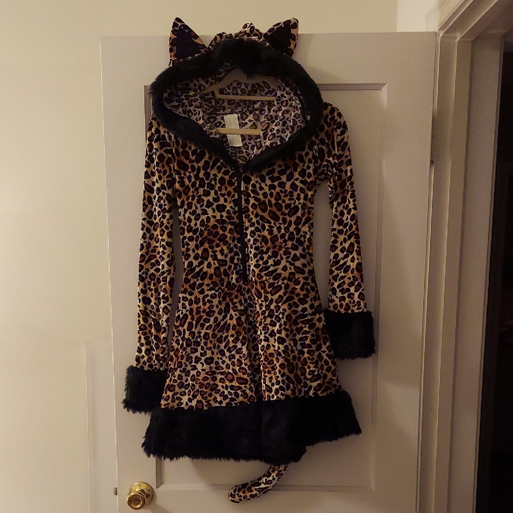 Leopard Print Hooded Halloween Cat Costume